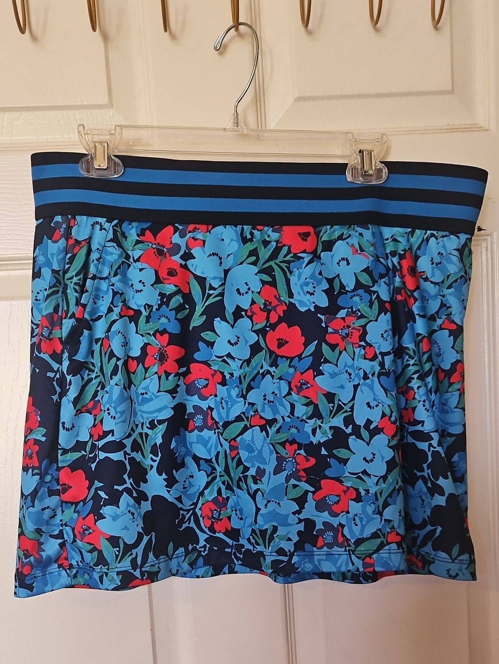 PGA TOUR Floral Stretch Waist Skort - Blue & Red 16in long